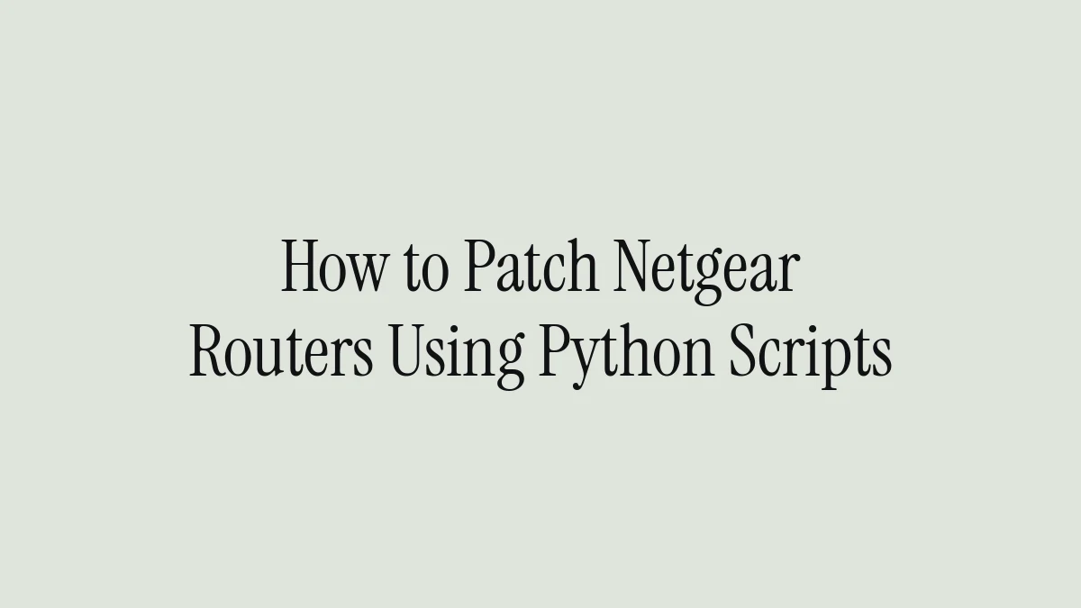 How to Patch Netgear Routers Using Python Scripts